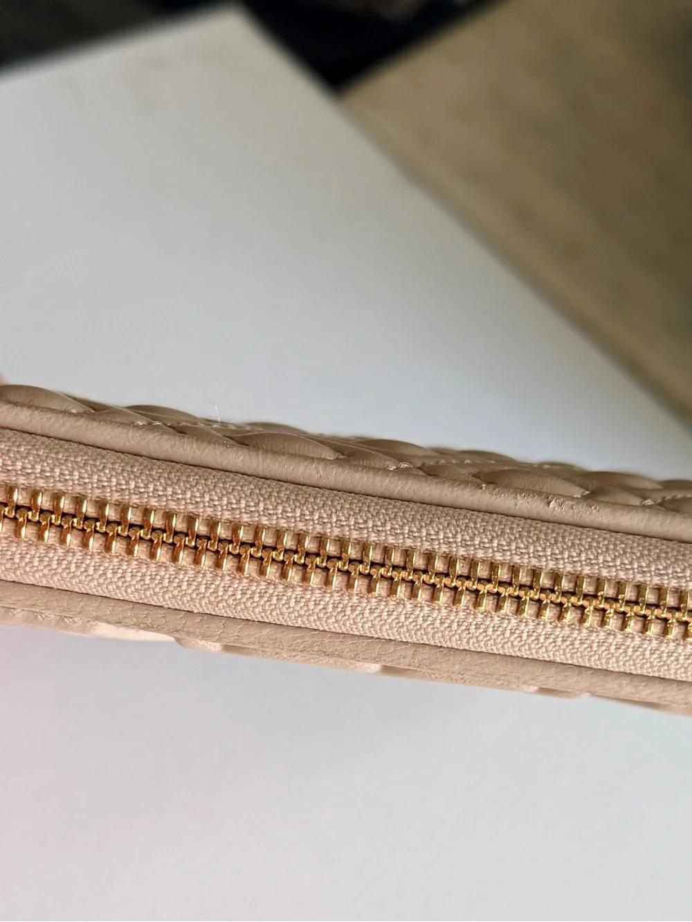 Tory Burch Quilted Leather Wallet in Taupe